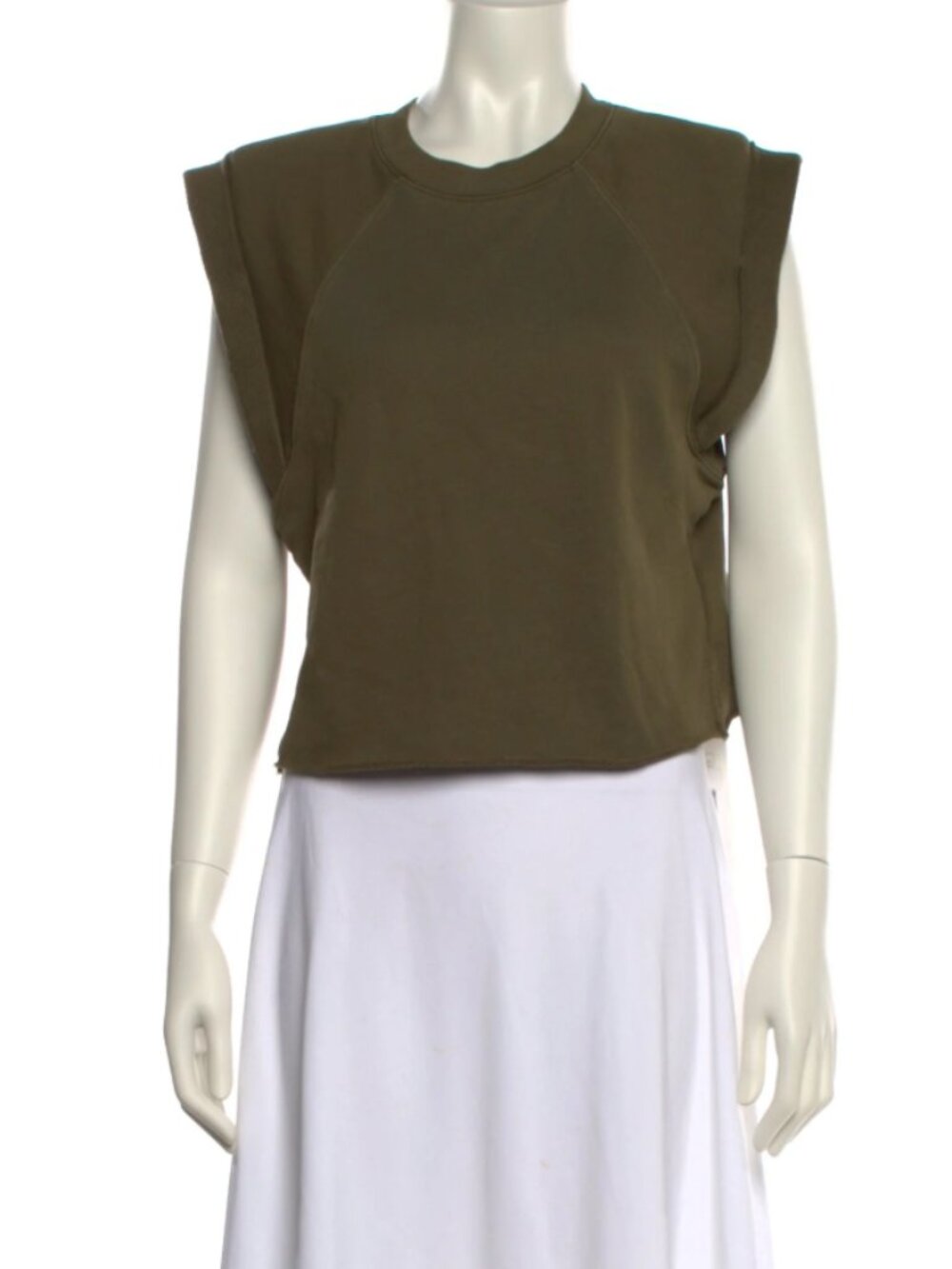 FRAME olive shoulder pad muscle tee sleeveless, Size Small